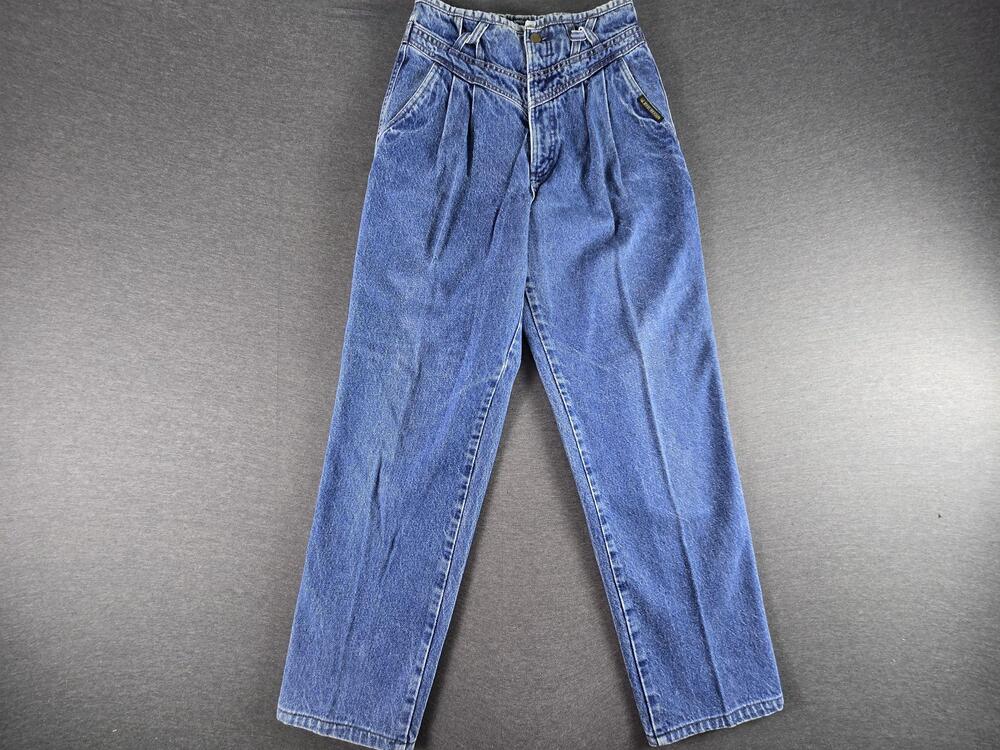 Vintage Rocky Mountain Jeans Womens 29x29 Blue Pleated High Rise Mom USA 90s